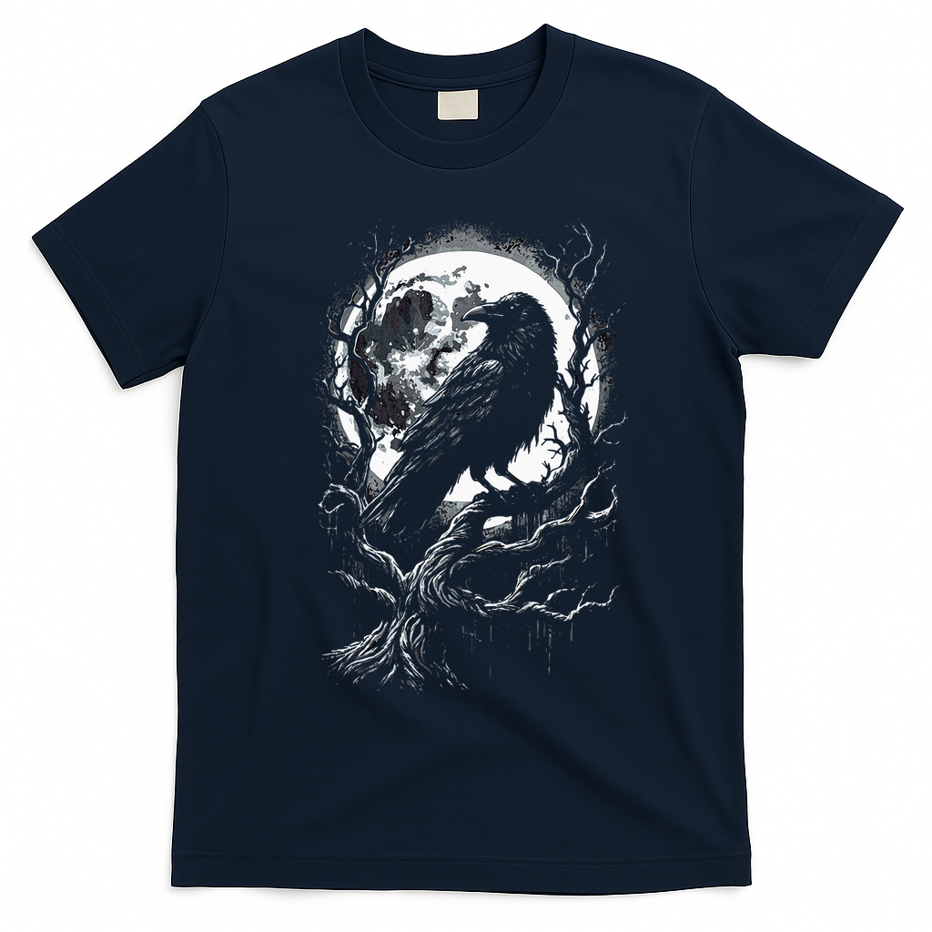 Black Crow Raven Bird T-Shirt - Navy Blue