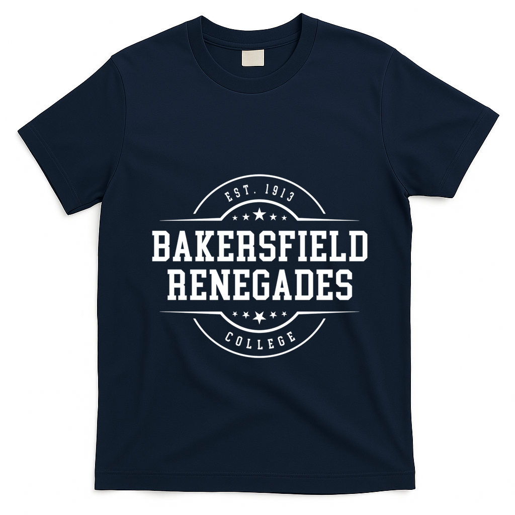 Bakersfield College Renegades Arch Vintage Classic Design Gift T-Shirt - Navy Blue