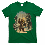 Bigfoot Christmas Tree Lights Tarot Xmas Sasquatch T-Shirt - Irish Green