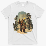 Bigfoot Christmas Tree Lights Tarot Xmas Sasquatch T-Shirt - White