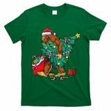 Bigfoot Christmas Tree Lights Xmas T-Shirt - Irish Green