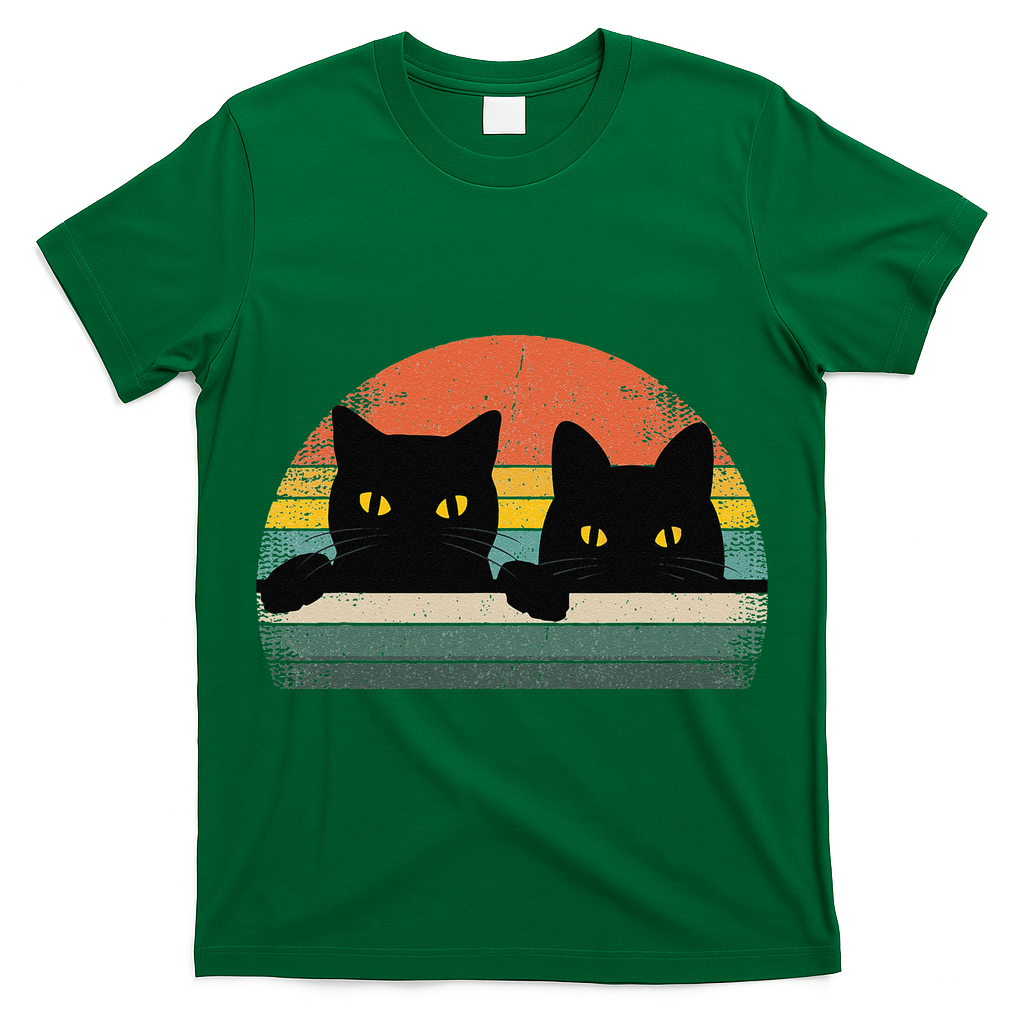 Black Cat Vintage Retro Style Cats Lover Gift T-Shirt