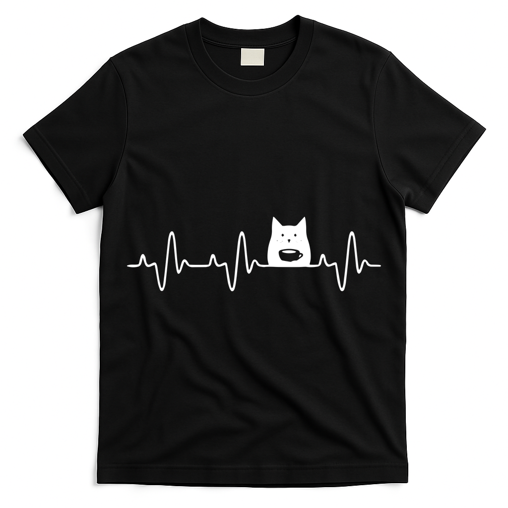 Black Cat With Coffee Cute Cats And Coffee Lover T-Shirt