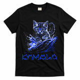 Blue Cats Wave For Kamala Funny Kamala Harris Cat Ladies T-Shirt