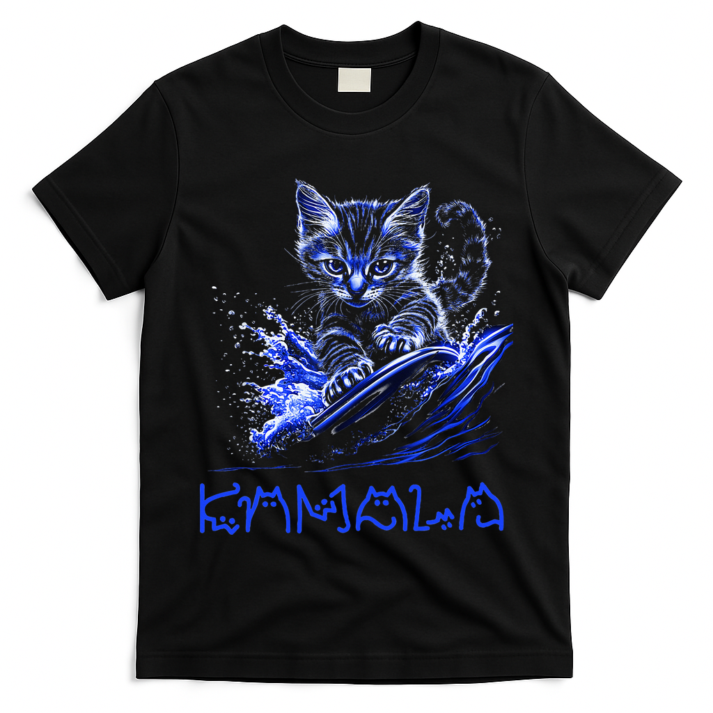 Blue Cats Wave For Kamala Funny Kamala Harris Cat Ladies T-Shirt
