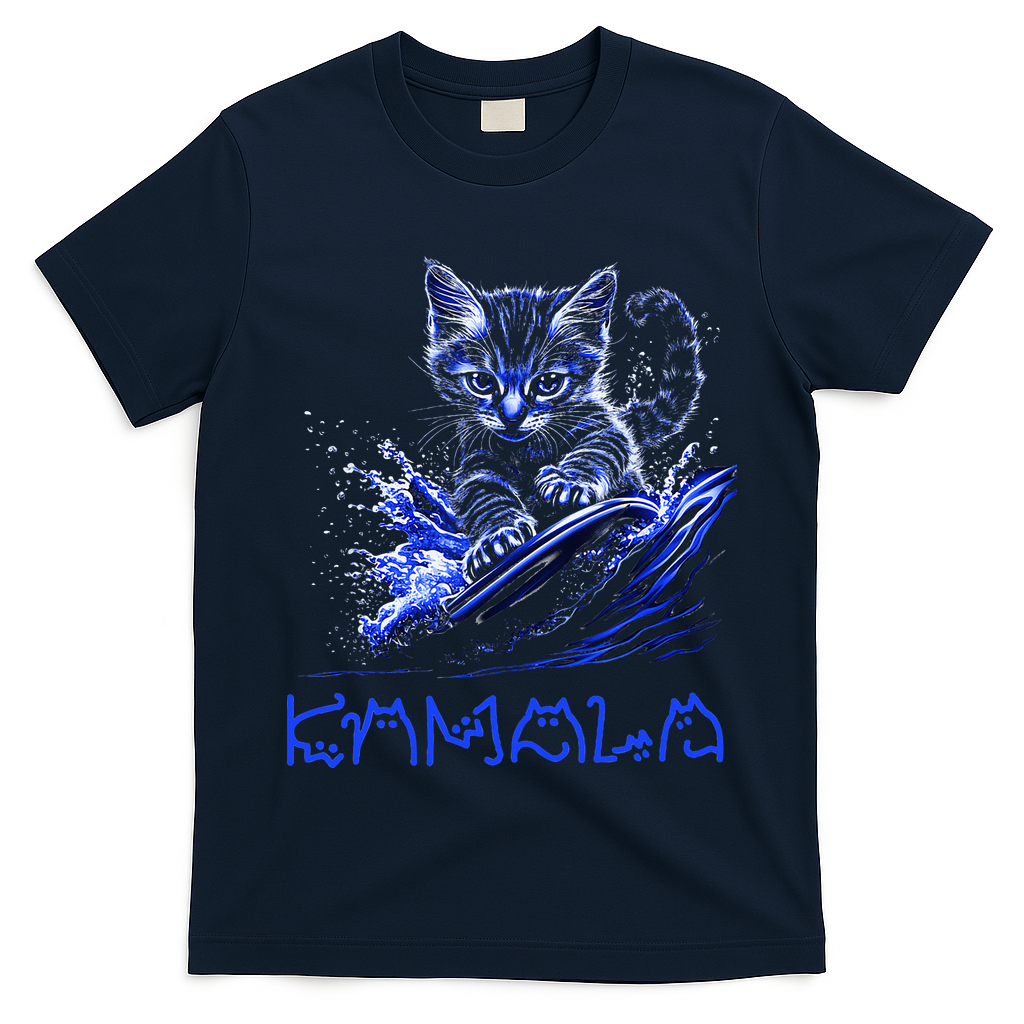 Blue Cats Wave For Kamala Funny Kamala Harris Cat Ladies T-Shirt