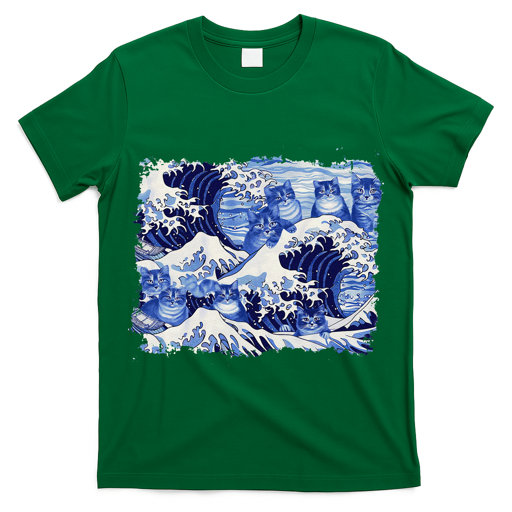 Blue Cats Wave For Kamala Funny Cat Owners Kamala Harris Gift T-Shirt