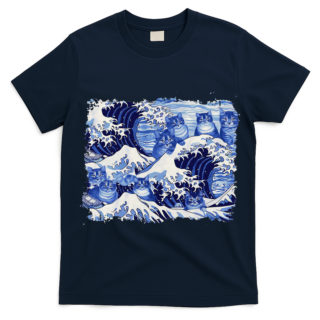 Blue Cats Wave For Kamala Funny Cat Owners Kamala Harris Gift T-Shirt