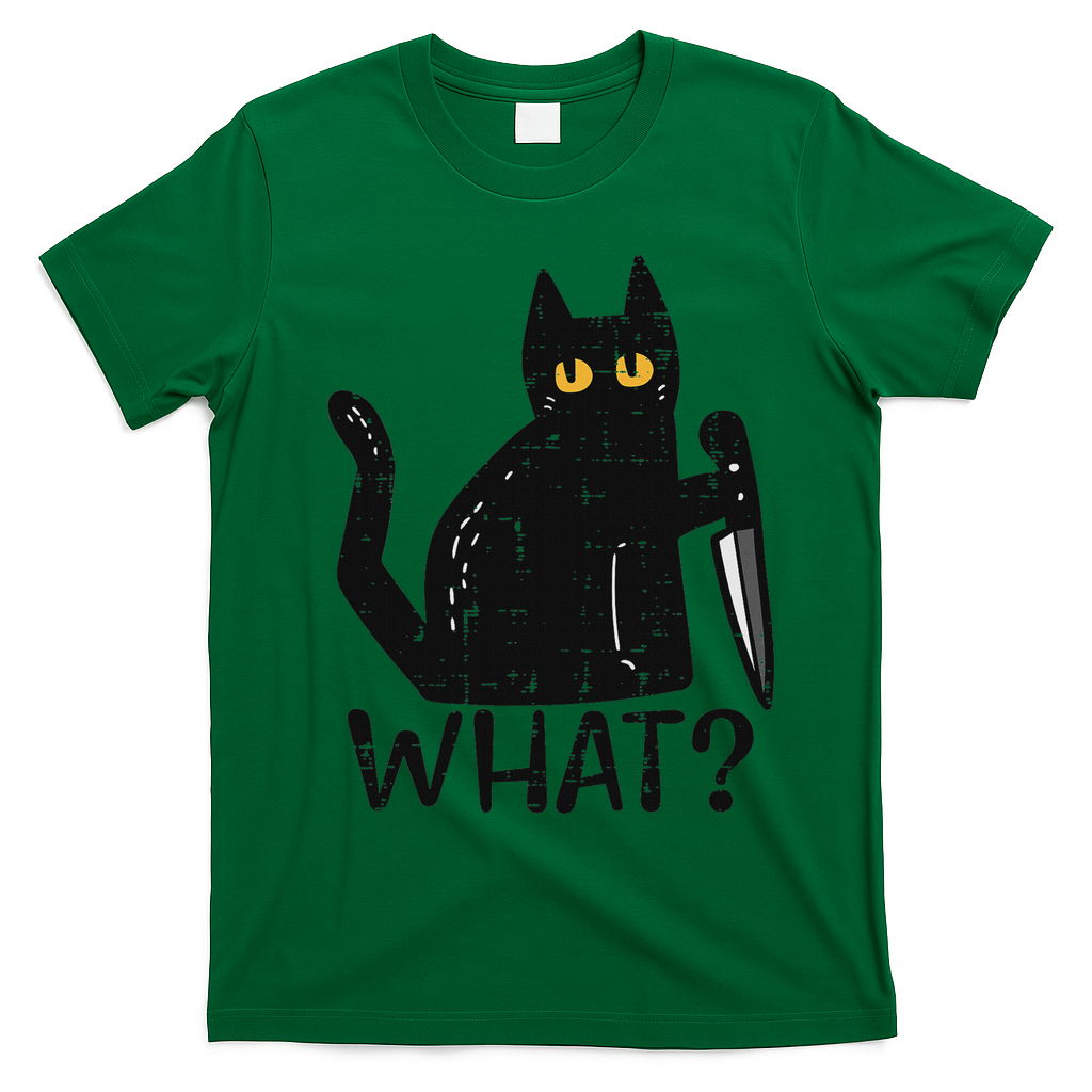 Black Cat What Knife Funny Murderous Halloween Pet Women T-Shirt - Irish Green