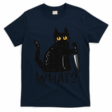 Black Cat What Knife Funny Murderous Halloween Pet Women T-Shirt - Navy Blue