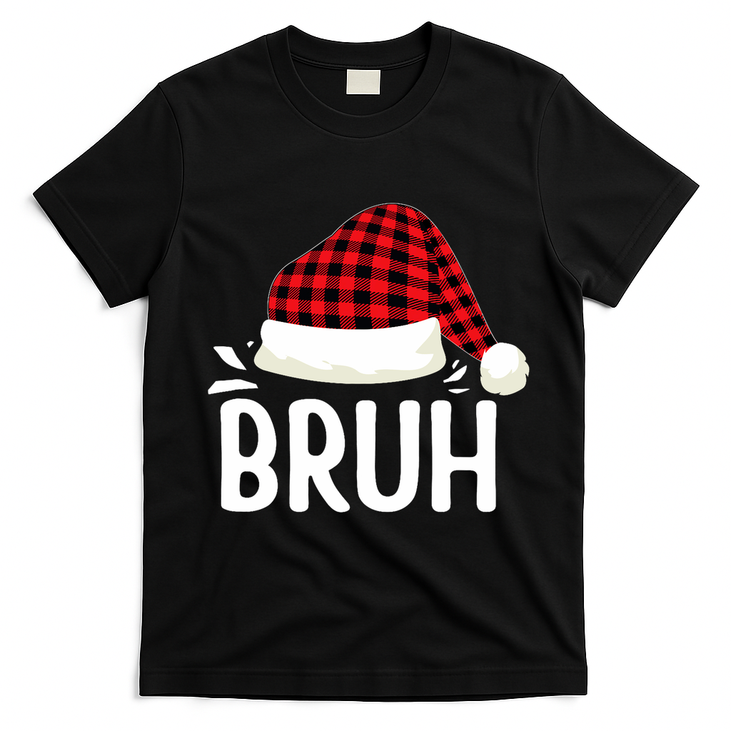 Bruh Christmas Xmas Funny Christmas Pajama T-Shirt - Black
