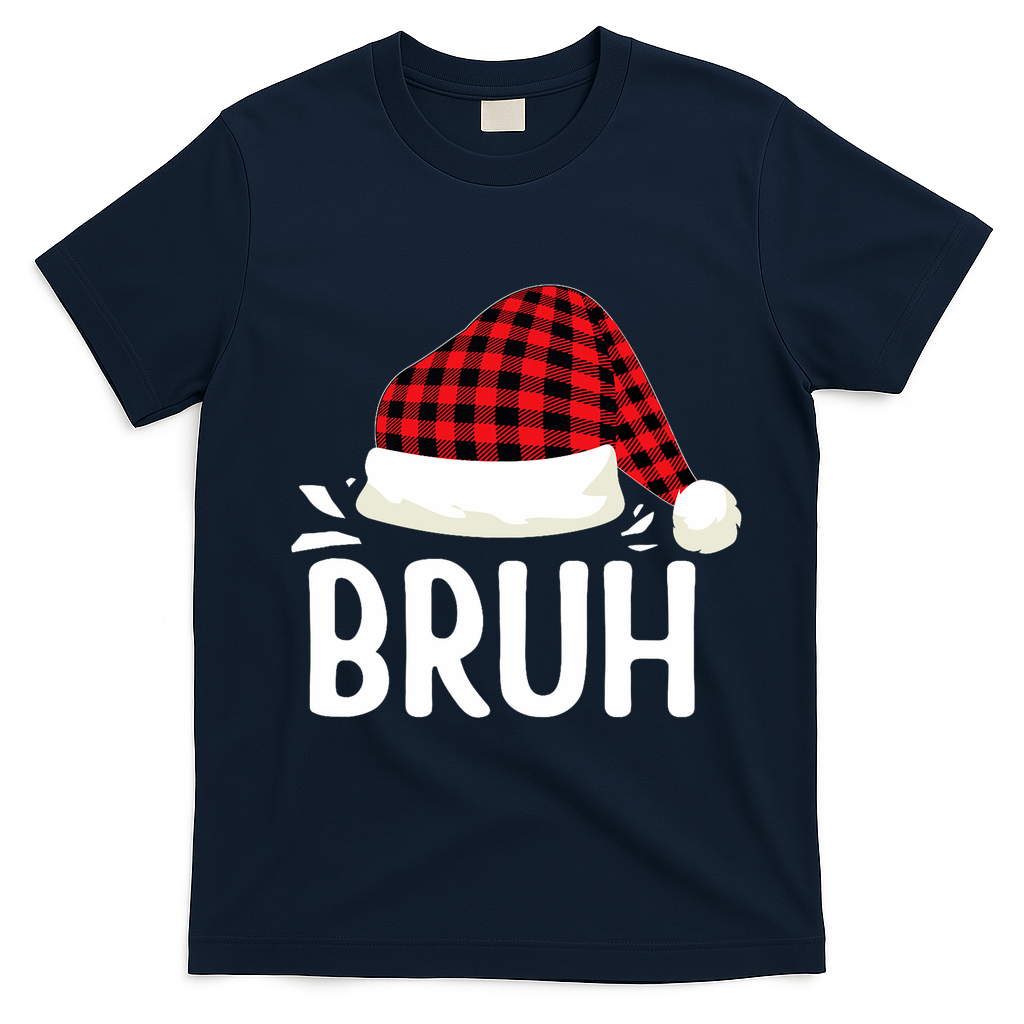 Bruh Christmas Xmas Funny Christmas Pajama T-Shirt - Navy Blue