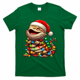 Bearded Dragon Christmas Lights Santa Hat T-Shirt - Irish Green