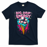Big Drip Energy Ice Cream Baseball Funny Summer Vibes T-Shirt - Navy