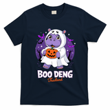 Boo Deng Halloween Costume Cute Baby Hippo Moo Deng Funny T-Shirt - Navy Blue