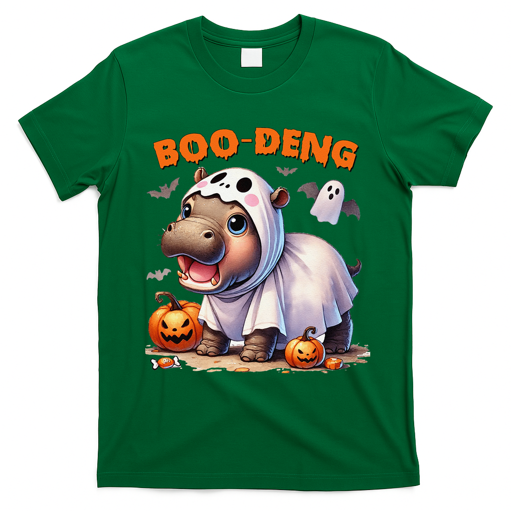 Boo Deng Halloween Baby Pygmy Hippo Bouncy Pig Moo Deng T-Shirt - Irish Green