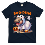 Boo Deng Halloween Baby Pygmy Hippo Bouncy Pig Moo Deng T-Shirt - Navy Blue