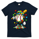 Baseball Drip Ice Cream Autism Awareness T-Shirt - Navy