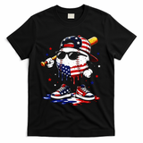 Baseball Drip Ice Cream 4th Of July American USA T-Shirt - Black