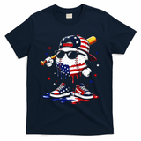 Baseball Drip Ice Cream 4th Of July American USA T-Shirt - Navy