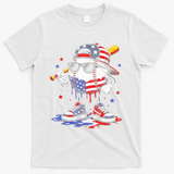 Baseball Drip Ice Cream 4th Of July American USA T-Shirt - White