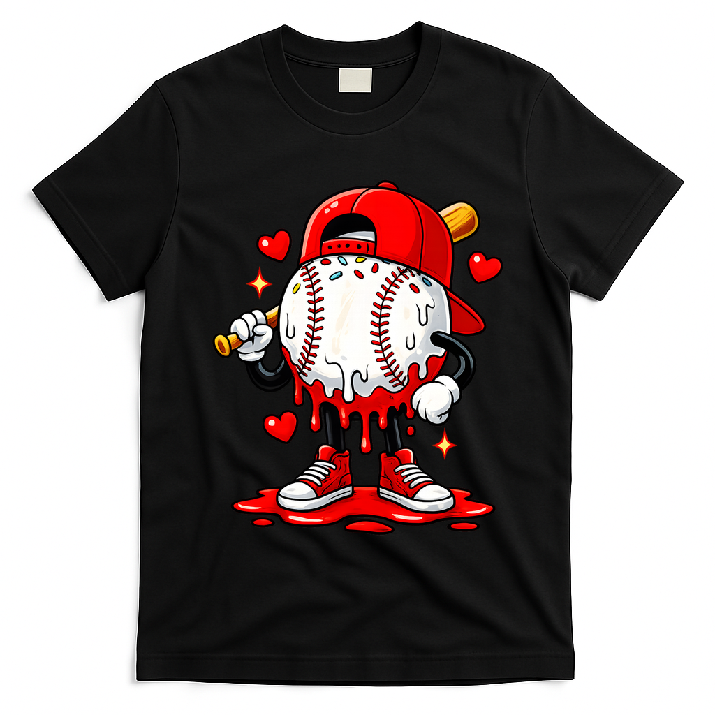 Baseball Drip Ice Cream Apparel Valentines Day T-Shirt
