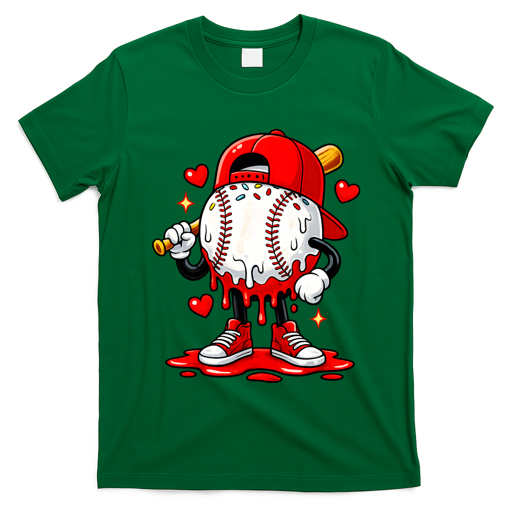 Baseball Drip Ice Cream Apparel Valentines Day T-Shirt
