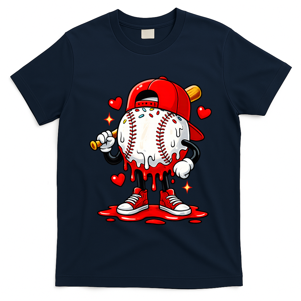 Baseball Drip Ice Cream Apparel Valentines Day T-Shirt