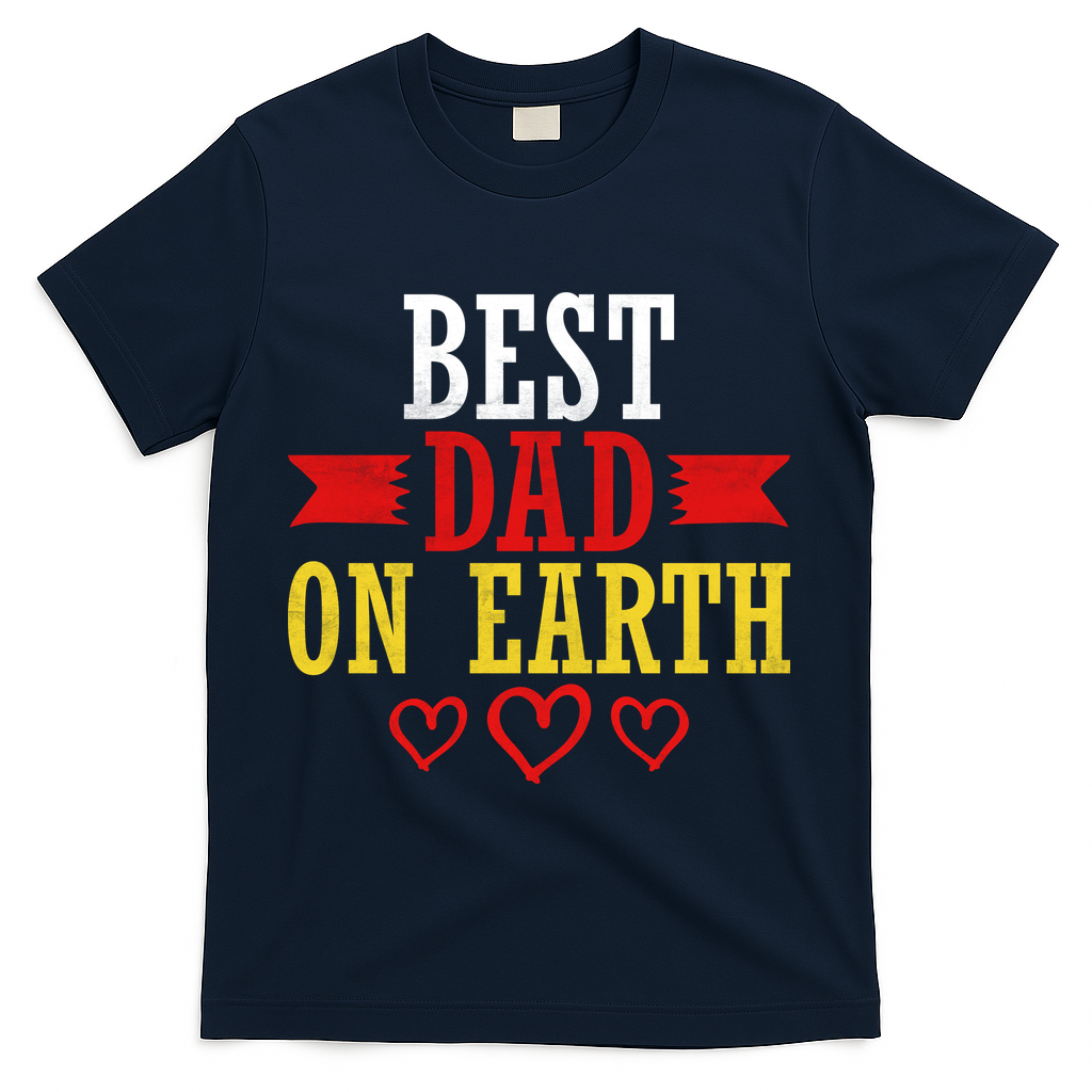 Best Dad On Earth T-Shirt - Navy