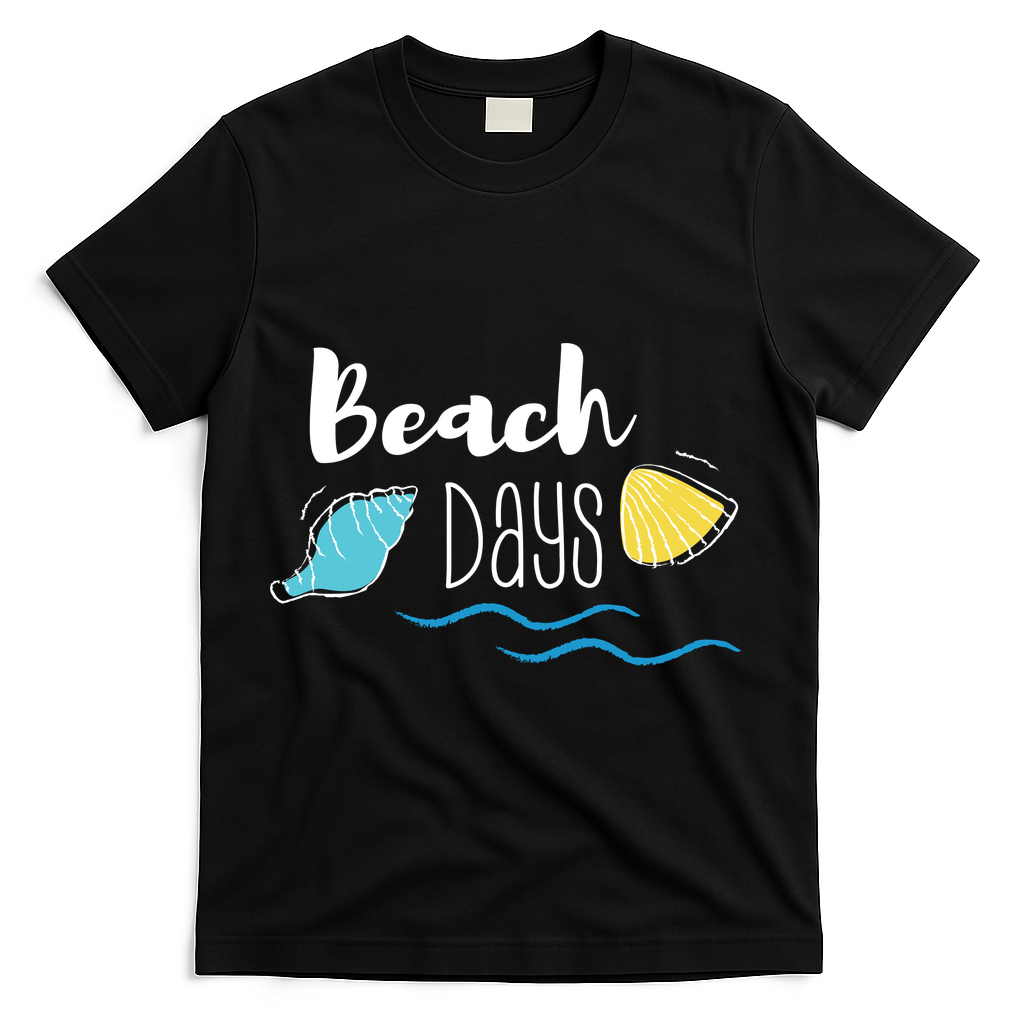 Beach Days Travel Vacation Summer T-Shirt - Black
