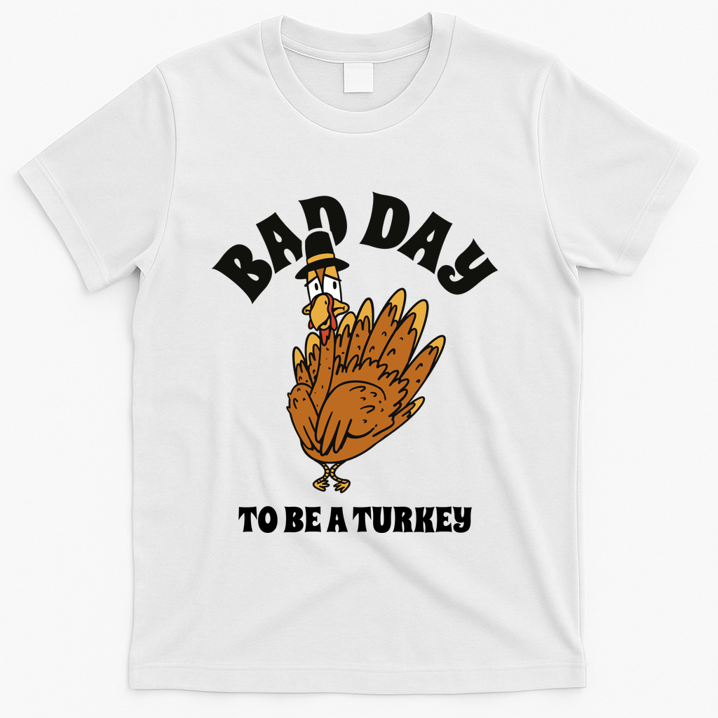 Bad Day To Be A Turkey Funny Thanksgiving T-Shirt - White