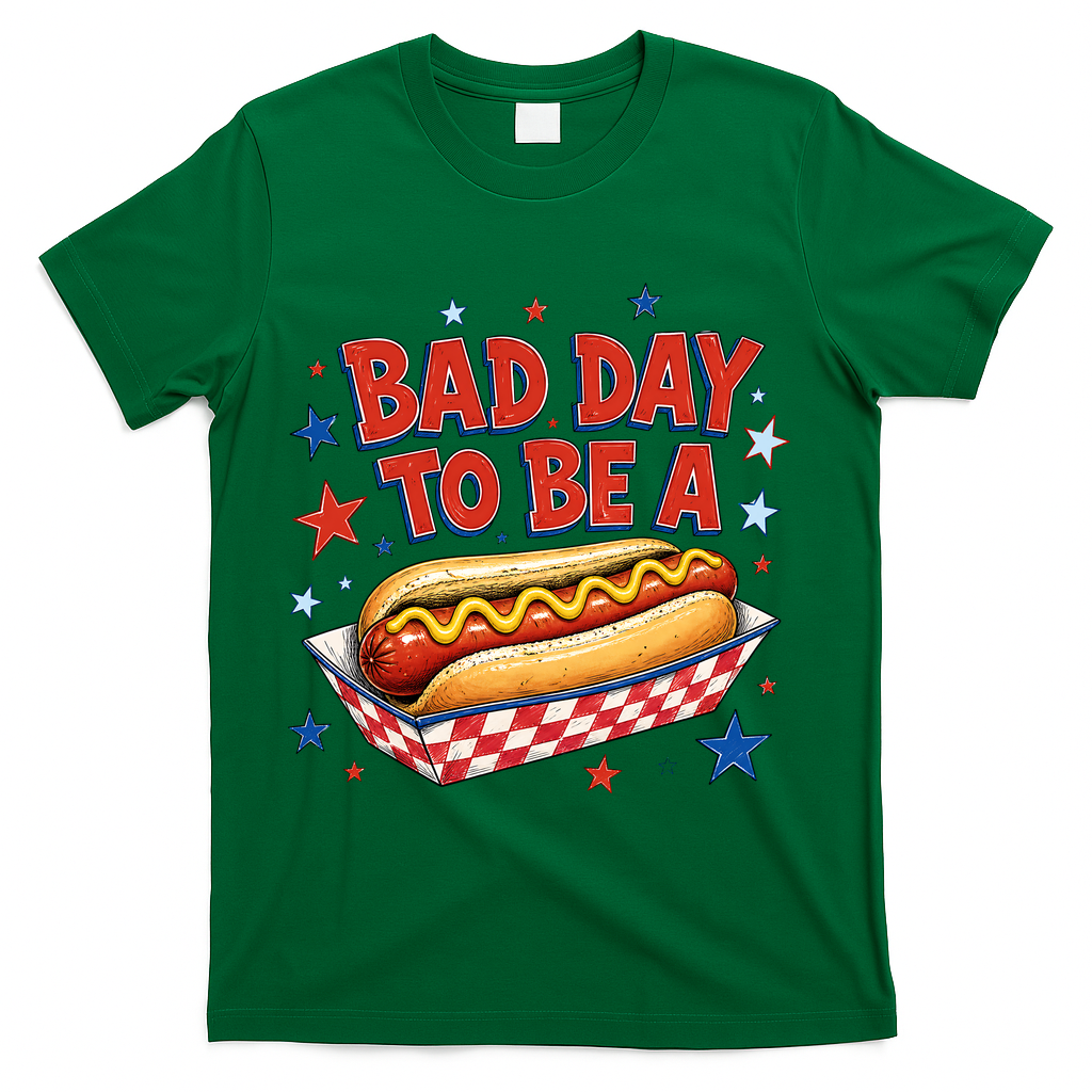 Bad Day To Be A Hot Dog BBQ Grilling Funny T-Shirt - Green