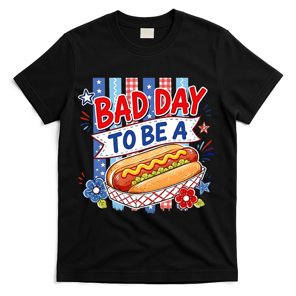 Bad Day To Be A Hot Dog Funny Hotdog Meme T-Shirt - Black
