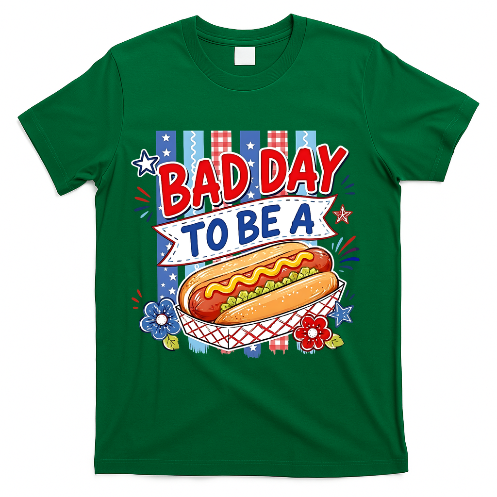 Bad Day To Be A Hot Dog Funny Hotdog Meme T-Shirt - Green