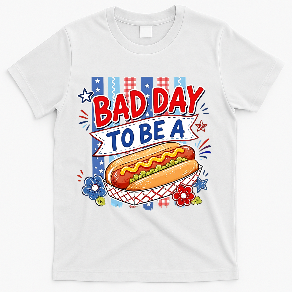 Bad Day To Be A Hot Dog Funny Hotdog Meme T-Shirt - White