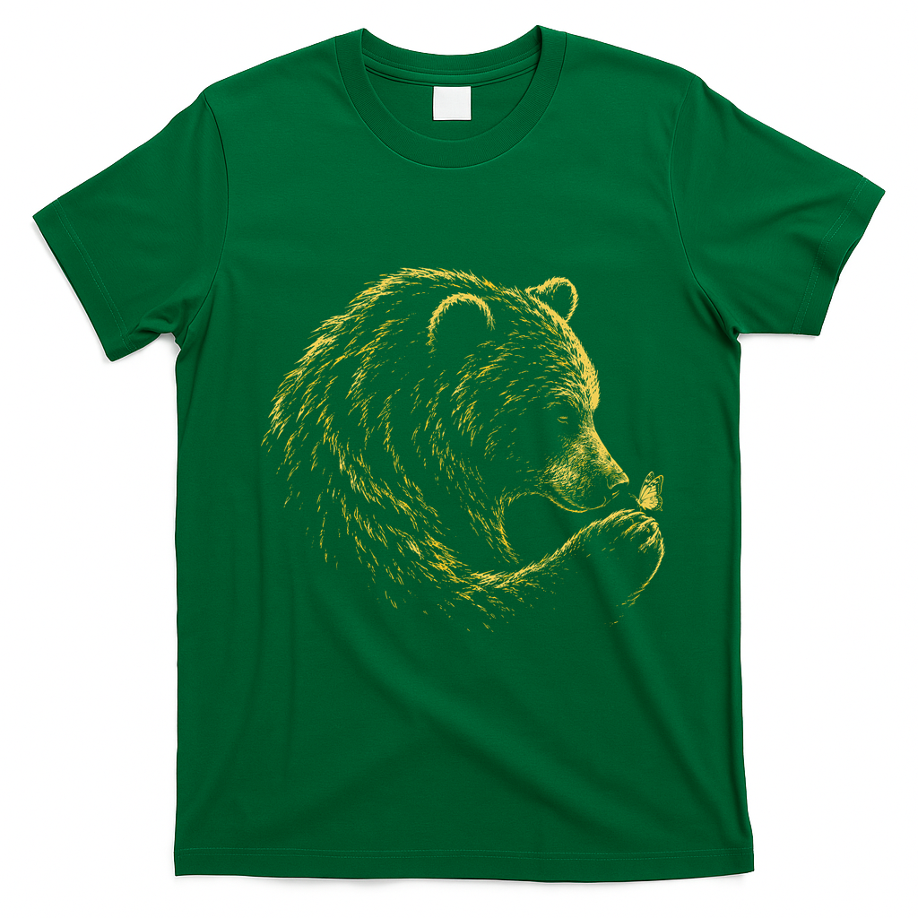 Bear Embracing Butterfly Nature Wildlife T-Shirt - Irish Green