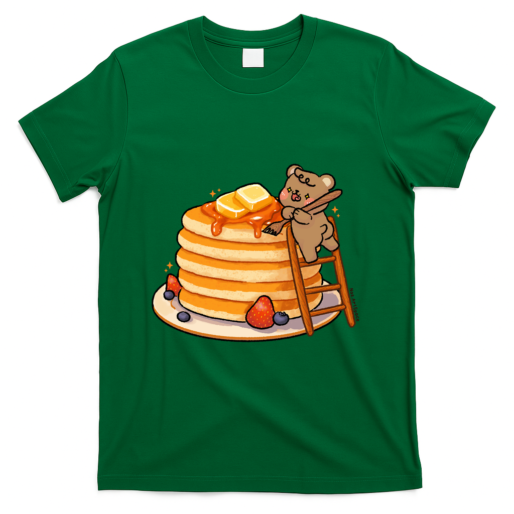 Bear Eating Giant Pancakes - Green