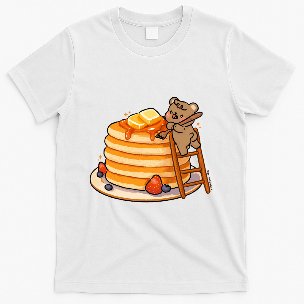 Bear Eating Giant Pancakes - White