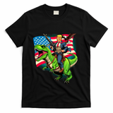 Bald Eagle Us Flag Trump Riding A Trex T-Shirt - Black