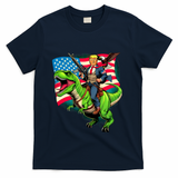 Bald Eagle Us Flag Trump Riding A Trex T-Shirt - Navy