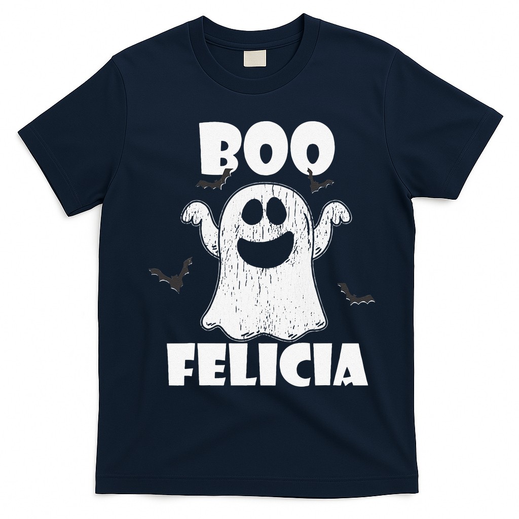 Bye Felicia BOO FELICIA Funny Halloween Ghost T-Shirt - Navy Blue