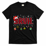 Bruh Funny Christmas Red Plaid Teens Xmas Pajamas T-Shirt - Black