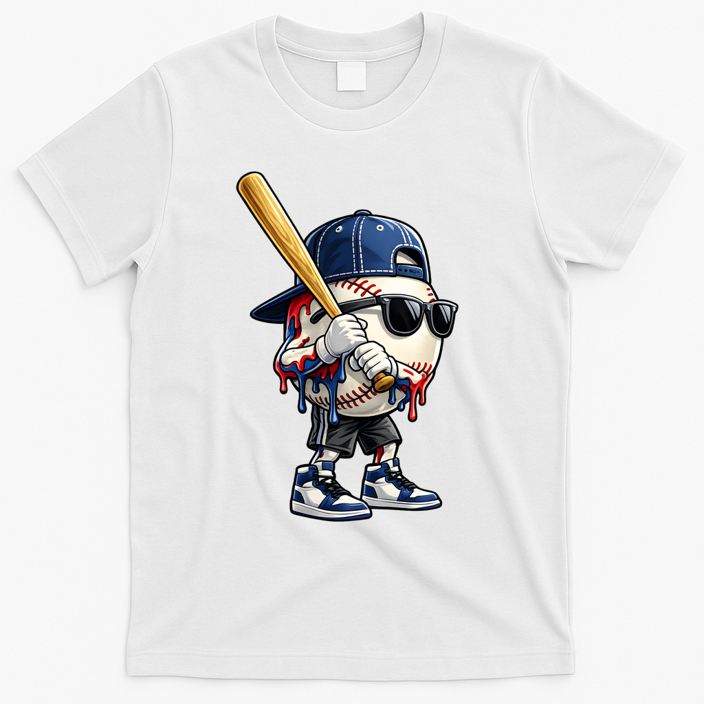 Baseball Fan Drip Ice Cream T-Shirt - White
