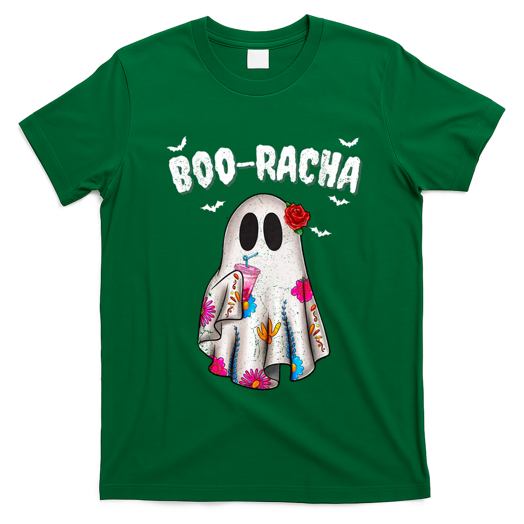 Booracha Funny Halloween Ghost Boo Jee Ghost For Halloween T-Shirt - Irish Green