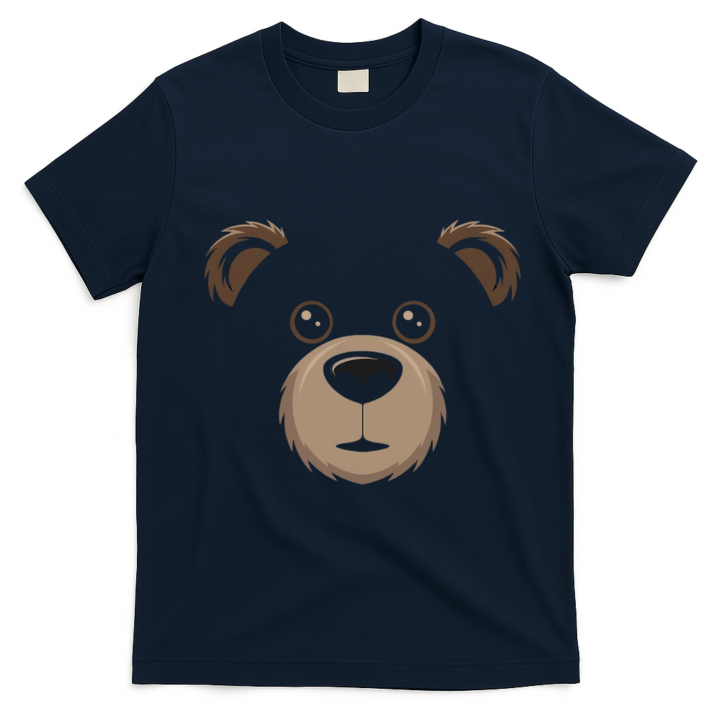 Bear Face Halloween Costume Brown Bear Animal T-Shirt - Navy Blue