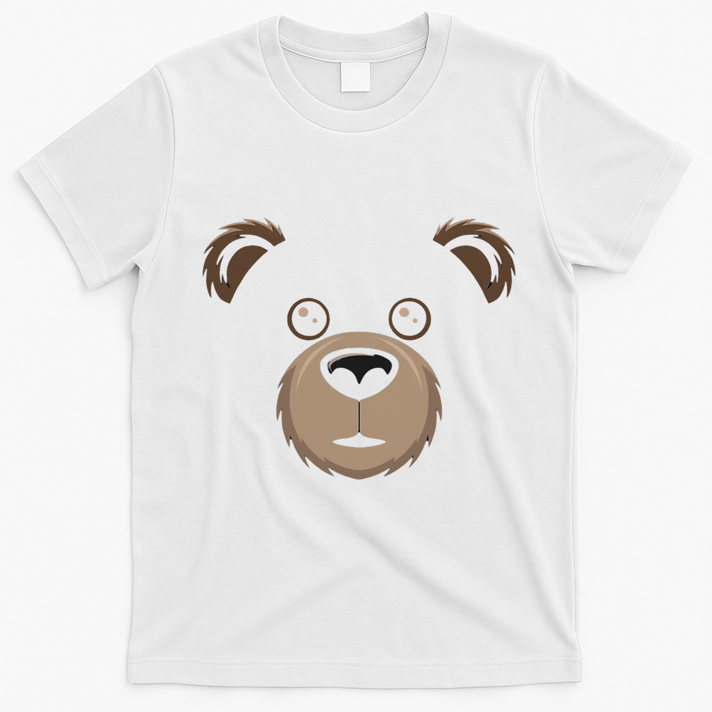Bear Face Halloween Costume Brown Bear Animal T-Shirt - White