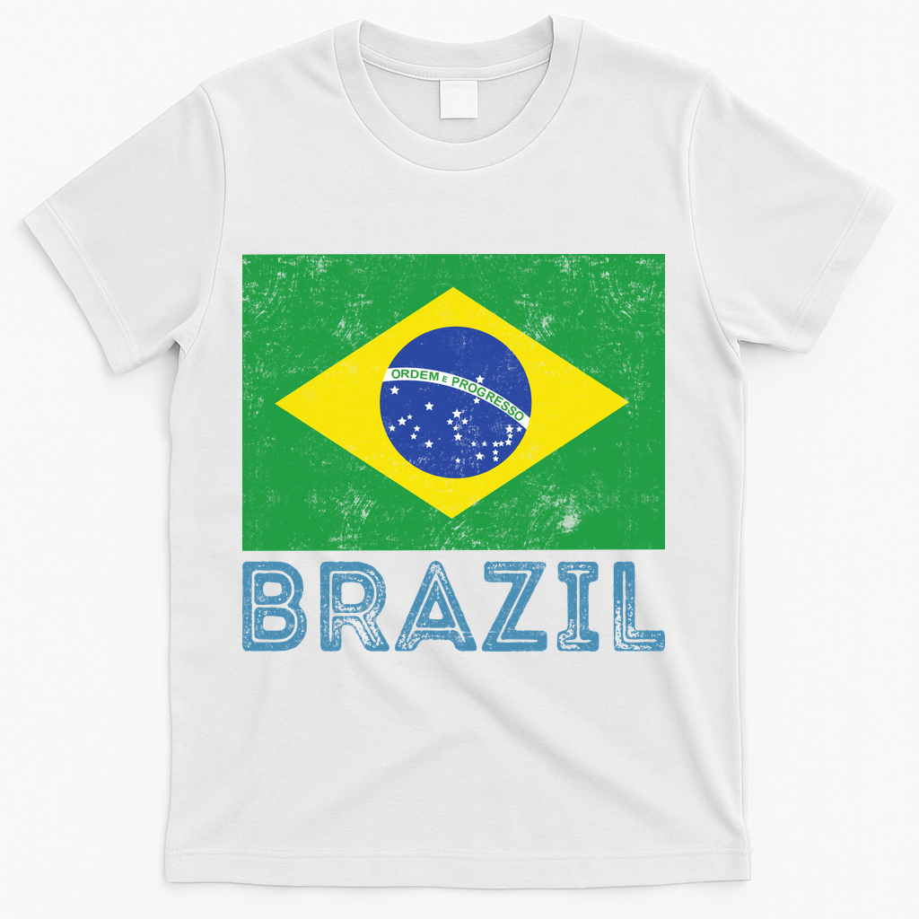 Brazil Flag Pride Graphic Apparel Ordem e Progresso T-Shirt - White