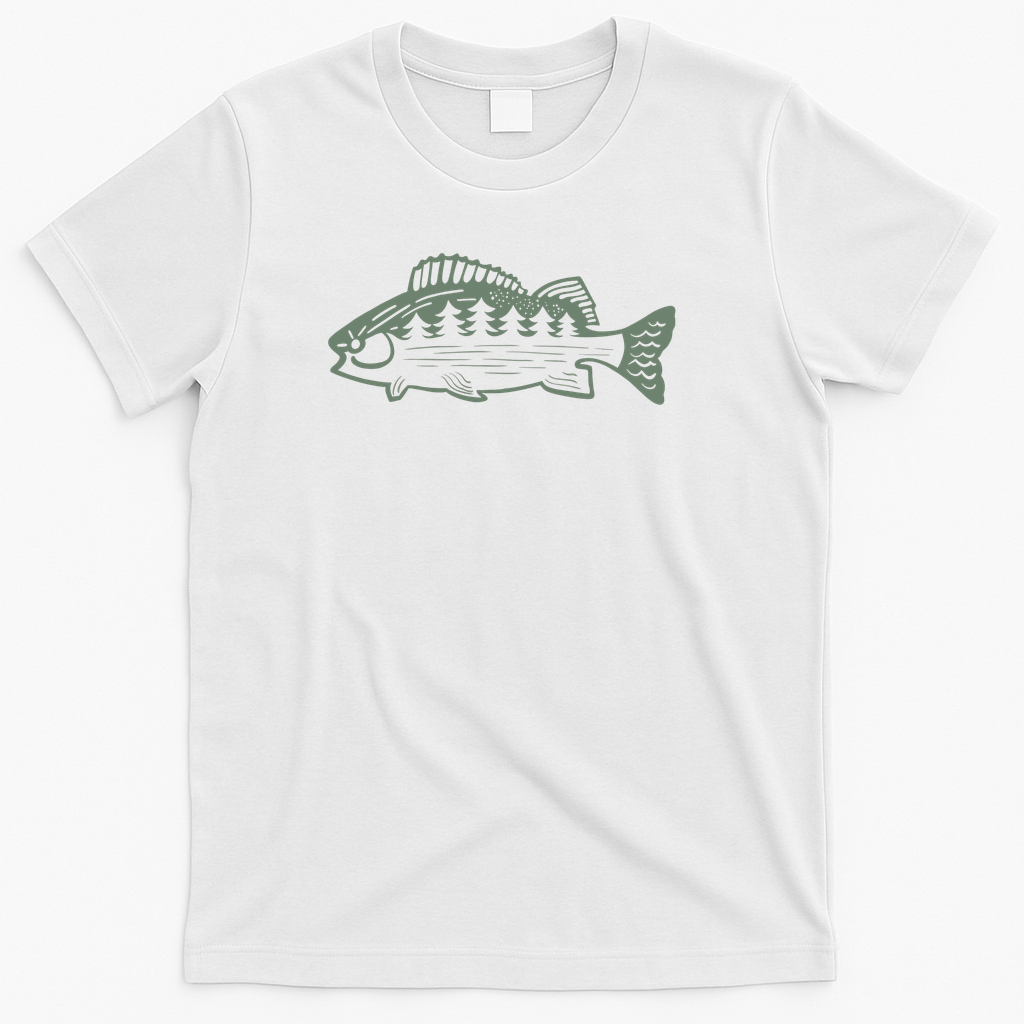 Bass Fishing Silhouette - White