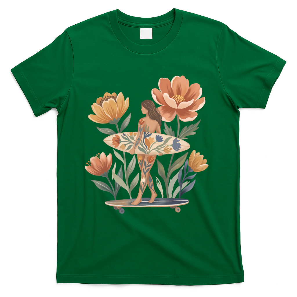 Boho Floral Surfer Girl - Green