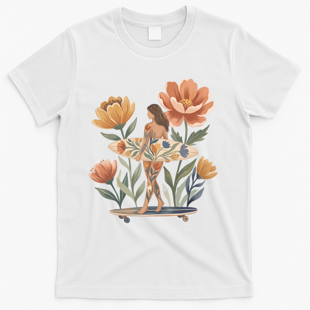 Boho Floral Surfer Girl - White